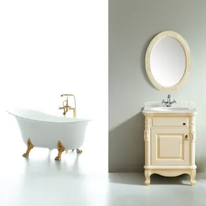 GODI modern zemin üstü katı ahşap banyo tezgah seti yüzen vanity banyo çift lavabo combo lavabo