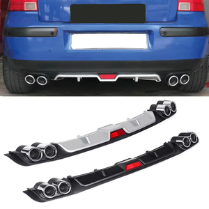 Offre Spéciale – Diffuseur de pare-chocs arrière universel pour voiture, en ABS noir et argent, avec embout d'échappement, <span class=keywords><strong>pièces</strong></span> de <span class=keywords><strong>carrosserie</strong></span> pour voitures - Product Image 1