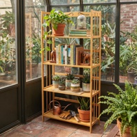 Estantería de Bambú de 4 Niveles, Moderna y Autoportante, para Sala de Estar y Dormitorio, para Jardineros de Interior