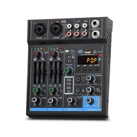Xtuga M4X Mini Table de mixage audio 4 canaux avec alimentation fantôme 48V, effets Delay/Répétition, construction métal et plastique pour le direct