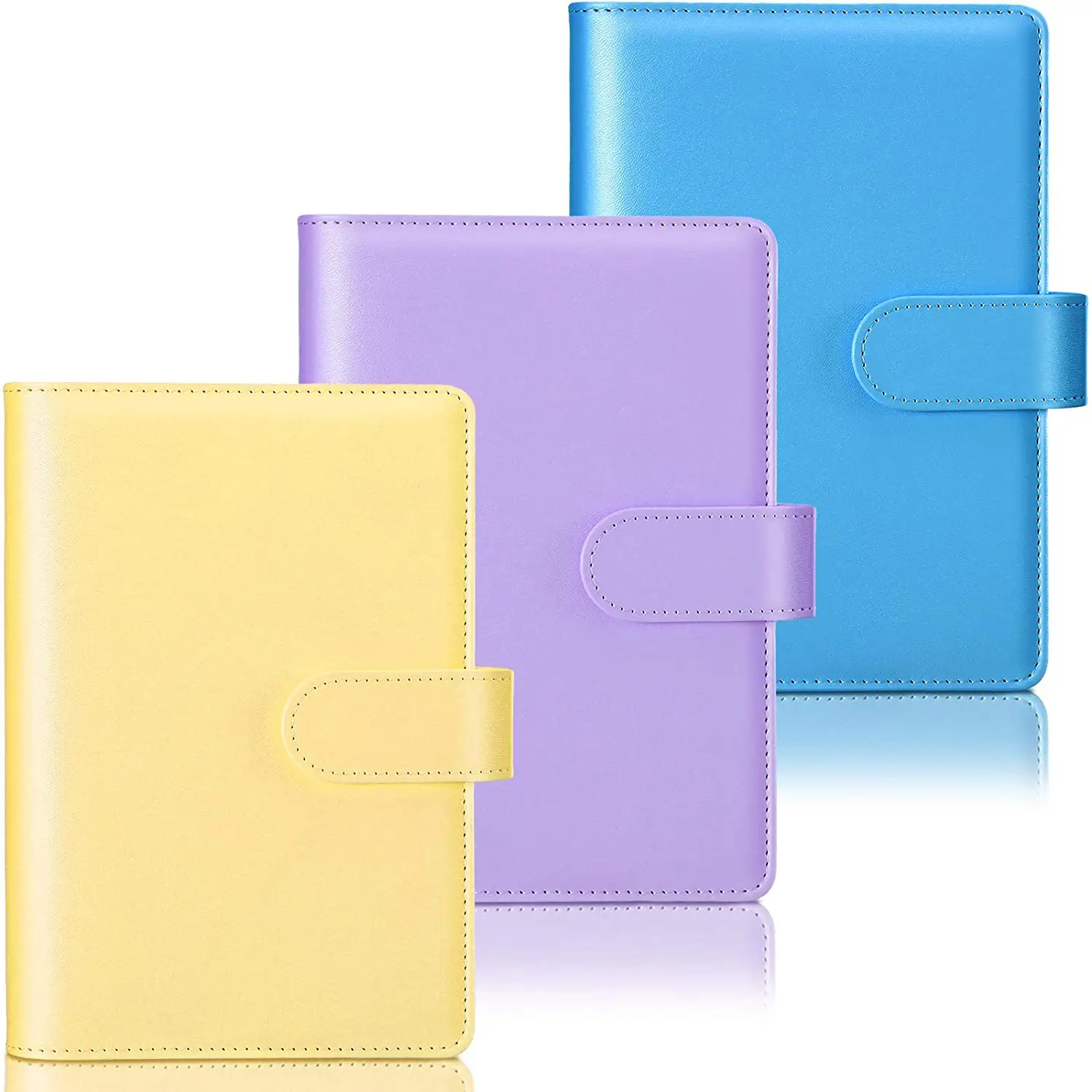 Small Loose Leaf notebook with plastic clear zip inserts 6 Ring Binder Cover folder with Magnetic Buckle Closure