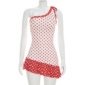 <span class=keywords><strong>Soldes</strong></span> d'été : Nouvelle Robe Courte Décontractée pour Femme, Sexy, Asymétrique, à Bretelle Unique et Sans Manches - Product Image 6
