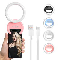 LIEQI – lampe annulaire Rechargeable à Clip avec 40 LED pour smartphone, appareil photo de forme ronde