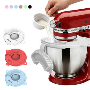 Protection anti-éclaboussures en silicone de haute qualité pour batteur <span class=keywords><strong>KitchenAid</strong></span>, anti-déversement de farine, garde-éclaboussures avec petit entonnoir, <span class=keywords><strong>couvercle</strong></span> de <span class=keywords><strong>bol</strong></span> pour batteur - Product Image 4