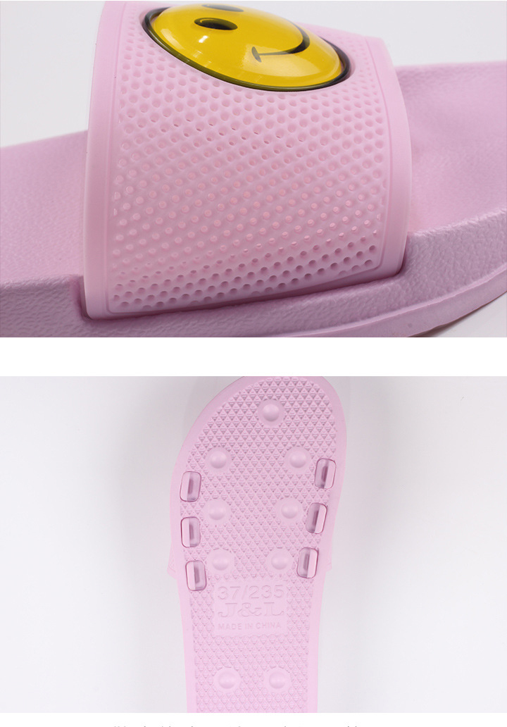 Smiley Slippers Women EVA PVC Flat Slides Soft Sole Indoor Ladies Bedroom Slippers