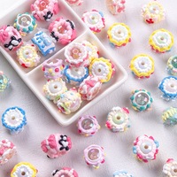 Perles acryliques peintes à la main en forme de fleur de 18 mm, style mixte, pour chaîne de téléphone portable et accessoires de voiture