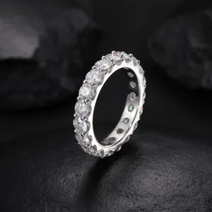 4mm/0.3ct özel VVS1 D renk Moissanite Bling takı yüzük, GRA sertifikalı, 925 ayar gümüş