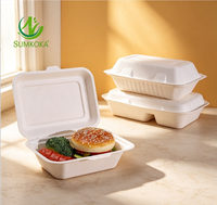 Contenants alimentaires en bagasse écologiques, résistants à la graisse et compatibles micro-ondes, boîtes à clapet en bagasse, boîtes à emporter jetables