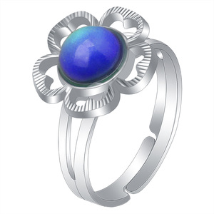 Gran joyería Bohemia termocrómica, venta al por mayor, anillos de piedras preciosas mixtas ajustables de plata Vintage para lote de mujeres - Product Image 2