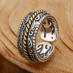 Anillo Vintage con Patrón Arabesco Étnico, Color Plateado, Ajustable para Hombre, Joyería Masculina de Estilo Chino Creativo - Product Image 2