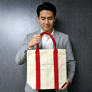 Striped Heavy GSM Cotton <b>Tote</b> Bag with DTF Print Custom Logo Heavy Duty Canvas Hand Length Handle Mini Size <b>Travel</b> & Daily Use - Product Image 1