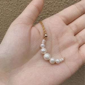 Collar de Perlas de Agua Dulce Naturales Francesas, Estilo Luna Creciente, Cadena de Clavícula Retro, Estilo Diosa, Inmortal - Product Image 5