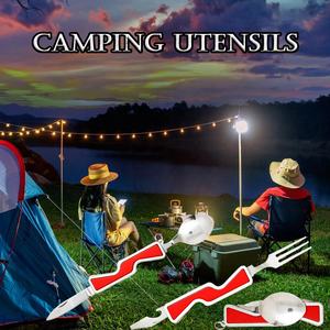 Coltello Tascabile <span class=keywords><strong>4</strong></span> in 1 in Acciaio Inox con Cucchiaio Combinato, Coltello Multifunzionale da Campeggio per Feste e Ristoranti - Product Image 5