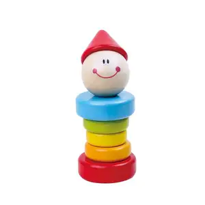 Деревянная игрушка-штабелер, классическая натуральная погремушка клоуна для детей, 6 м + игрушка TOOKY, надувная игрушка, дерево джуниперов, 72 комплекта