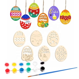 Decorazione di legno dell'<span class=keywords><strong>uovo</strong></span> di pasqua pittura di artigianato in legno incompiuto - Product Image 1