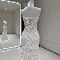 Robe de mariée sirène élégante en dentelle brodée Jancember XX102 avec châle