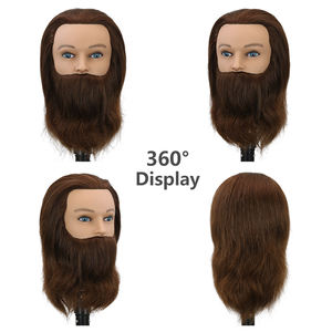 Capelli umani all'ingrosso testa di manichino di formazione maschile <span class=keywords><strong>con</strong></span> barba <span class=keywords><strong>baffi</strong></span> per gli studenti di parrucchieri - Product Image 4