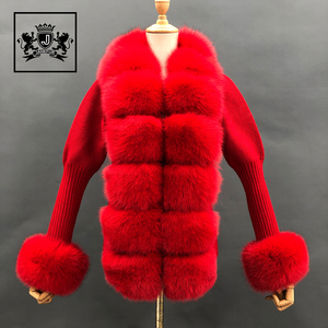 Cappotto maglione lavorato a maglia primavera autunno donna <span class=keywords><strong>Cardigan</strong></span> in lana Cashmere <span class=keywords><strong>con</strong></span> collo in <span class=keywords><strong>pelliccia</strong></span> di volpe - Product Image 4