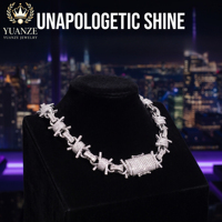 Collier Hip Hop pour Homme en Moissanite Personnalisé, Chaîne à Maillons en Fil Barbelé Entièrement Micro-Pavée, Bijou Statement Effet Glacé, Vente en Gros