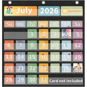 Classroom <b>Calendar</b> Pocket Chart 45 Pockets Durable Fabric Monthly Time Management For Kids Learning Back To School - Product Image 1