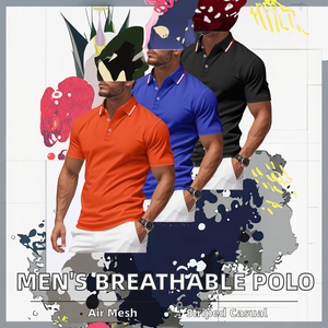 Camisa de Hombre Ecológica con Rayas Tejidas y Malla Transpirable, Cuello Camisero con Botones para Verano (Tallas S-3XL) - Product Image 2