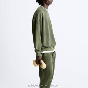 เสื้อสเวตเชิ้ตคอกลมสำหรับผู้ชายผ้าคอตตอนโอเวอร์ไซส์แบบเรียบ100% เทอร์รี่ฝรั่งเศสออกแบบโลโก้ได้ตามต้องการ - Product Image 2