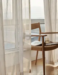 ลายเส้นเงา100% โพลีเอสเตอร์ผ้าลินินผ้าทอผ้าลินินมองผ้าม่านหน้าต่างที่แท้จริงสำหรับห้องนั่งเล่น
