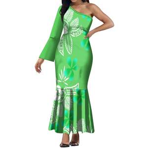 Stile polinesiano singolo Off-spalla abito da ballo a manica lunga Bodycon abito da sera donna tropicale abito da festa basso MOQ - Product Image 1