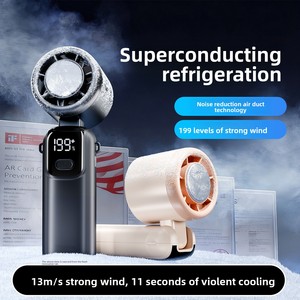<span class=keywords><strong>Ventilateur</strong></span> portable à refroidissement semi-conducteur, moteur sans balais, 2000mAh-4000mAh, 8-12 heures d'autonomie, haute vitesse, pliable, tour de cou, turbo, 5 pales - Product Image 5