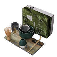 ODM Ensemble de fouet Chasen fait à la main Bol en céramique de Matcha japonais Scoop et porte-fouet en bambou Ensemble de Matcha personnalisé pour la cérémonie
