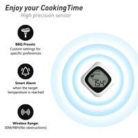 Termometer Daging Digital WiFi Outdoor 30 Meter Smart untuk BBQ, Probe Stainless Steel, Baterai, IP65, OEM