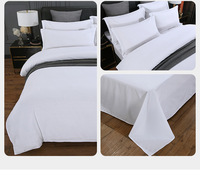 Textiles de maison Stripe, collection hôtelière de luxe en gros, linge de lit d'hôtel, draps plats blancs, ensembles doubles