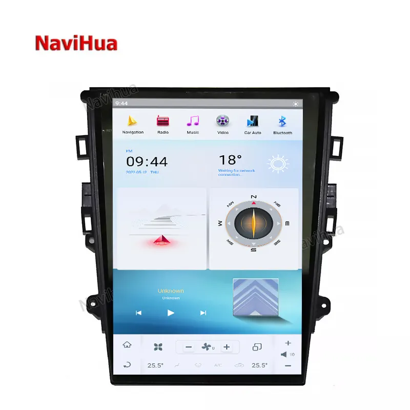 Naihua Monitor mobil Multimedia, Radio mobil Android 12.1 "navigasi GPS Unit kepala otomatis untuk gaya Tesla Ford Mondeo Fusion 2013-17