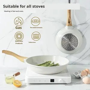 OEM mango de baquelita Maifan piedra sartén, 28cm leche blanco antiadherente sartén voladora para inducción y gas, <span class=keywords><strong>4</strong></span> colores (20/24/28cm) - Product Image 3