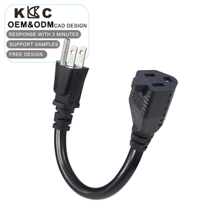 Cable de Extensión de Corriente NEMA 5-15P a NEMA 5-15R, Enchufe de 3 Clavijas Estadounidense a Cable de Salida Hembra, Cable de Extensión de CA Corto - Product Image 1