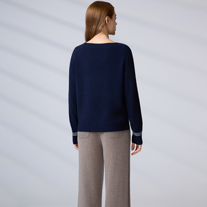 High Quality Oversized Cashmere Women's Casual V Neck Knitwear Merino Wool Long Sleeves <b>Pullover</b> Sweater for Ladies - Product Image 6