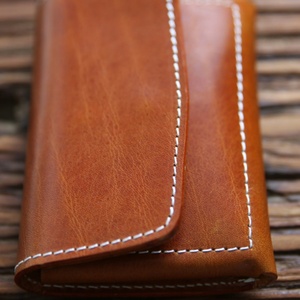 Handmade Vintage Genuine Leather Short Card Holder Unisex Waterproof Button Gift with Polyester Lining Coin <b>Purse</b> - Product Image 3