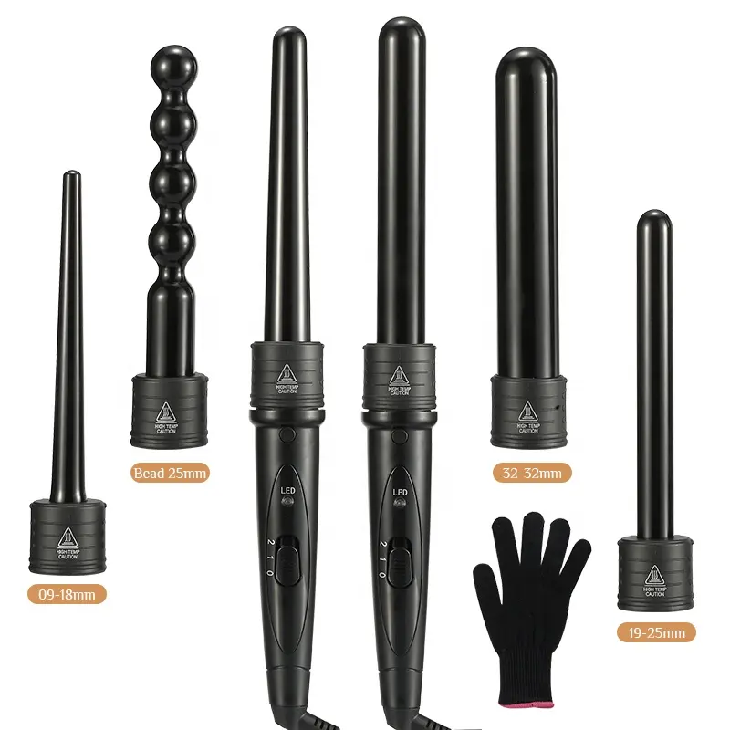 6 In 1 Styler Haarkrultang Keramische Verwisselbare Combo Krultang Haar Golvende Curling Toverstaf Set