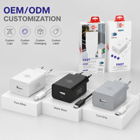 Kit Pengisian Daya Cepat 10W Kabel Tipe-C OEM Colokan EU Port USB Tunggal Bersertifikasi CE untuk Smartphone & Tablet Kemasan Kotak Berwarna