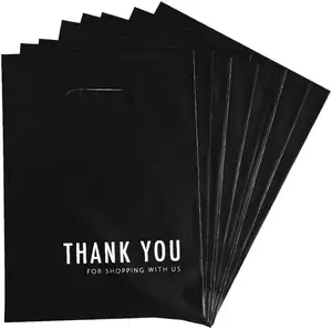 Umwelt freundliche 50er Pack Matte Black Plastic Merchandise Bags Stanz griff Trage tasche