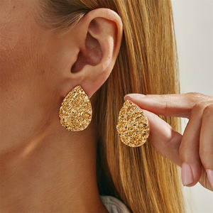 Charmes géométrie Texture goutte d'eau boucles d'oreilles pour femmes à la mode dame fines boucles d'oreilles vêtements quotidiens accessoires mode bijoux cadeau - Product Image 1