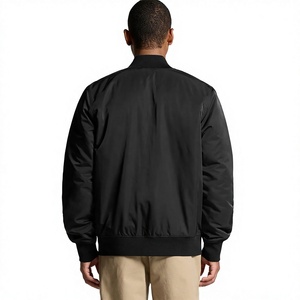 Chaqueta Bomber Negra para Hombre, Color Sólido, Poliéster, Estilo Casual Urbano, Cuello Mao, Corte Regular, Transpirable, Cierre de Cremallera, para Invierno - Product Image 2