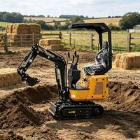 Mini-excavatrice Kubato de 1000 kg avec moteur EPA, chenilles en caoutchouc, engin de construction avec transmission