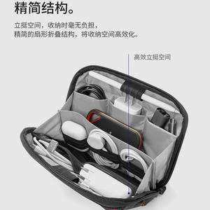 Luxuriöser Tech-Organizer Tragbare Wasserdichte Doppelte Zubehör-Tragetasche für Kabel Ladegerät USB-Stick Langlebiger Seiden-Reißverschluss Reise - Product Image 2