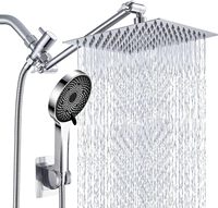 Système de douche pluie haute pression moderne en chrome avec bras réglable et régulateur de débit, installation facile, fixation murale pour salle de bain