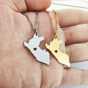 Collar con colgante <span class=keywords><strong>de</strong></span> mapa <span class=keywords><strong>de</strong></span> Perú chapado en oro <span class=keywords><strong>de</strong></span> 18 quilates, conjunto <span class=keywords><strong>de</strong></span> joyería <span class=keywords><strong>de</strong></span> acero inoxidable, último collar <span class=keywords><strong>de</strong></span> mapa <span class=keywords><strong>de</strong></span> Perú, venta al por mayor, Joyeria Acero Inoxidabl - Product Image 4