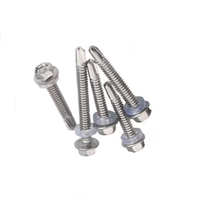 Tornillo Autoperforante de Cabeza Hexagonal de Grado Industrial, Acero al Carbono, Rosca UNF, Zincado Azul-Blanco con Arandela Integrada