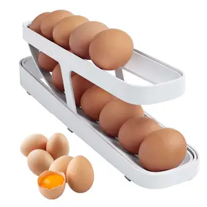 Kitchen Automatic Rolling Egg Storage Container Refrigerator Egg Dispenser Container For Refrigerator