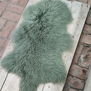 Fourrure de mouton <span class=keywords><strong>bouclée</strong></span> tibétaine, peau de mouton mongole brute, <span class=keywords><strong>chaise</strong></span> et pouf - Product Image 5