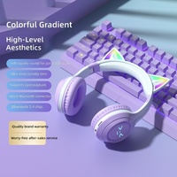 Casque sans fil personnalisable à oreilles de chat, tendance, pour son stéréo, lumières scintillantes, indicateur de batterie, pour enfants